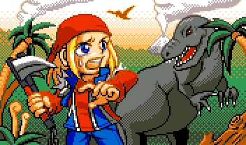 Axl's Guilty Gear Petit ending, with the dinosaurs